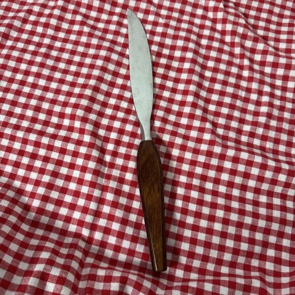 Fleetwood Stainless Steel Serving Knife MCM Rose Wood Handle 11.5”Long Excellent - Picture 4 of 8